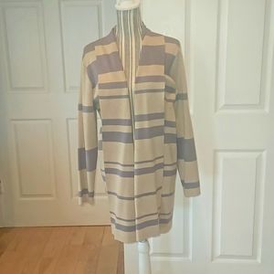 CALVIN CLEIN Stripe Knit Cardigan/Jacket Size L Texture Open front
